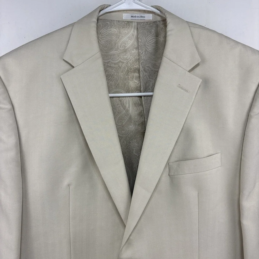 Chaps 48R Mens Cream 2 Button Blazer Sport Coat Jacket Subtle Stripes EUC‎